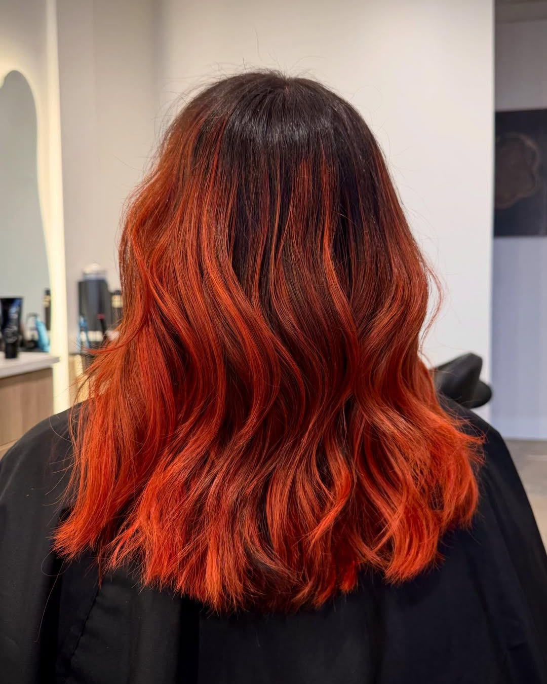 Vibrant Copper Red Ombre Waves