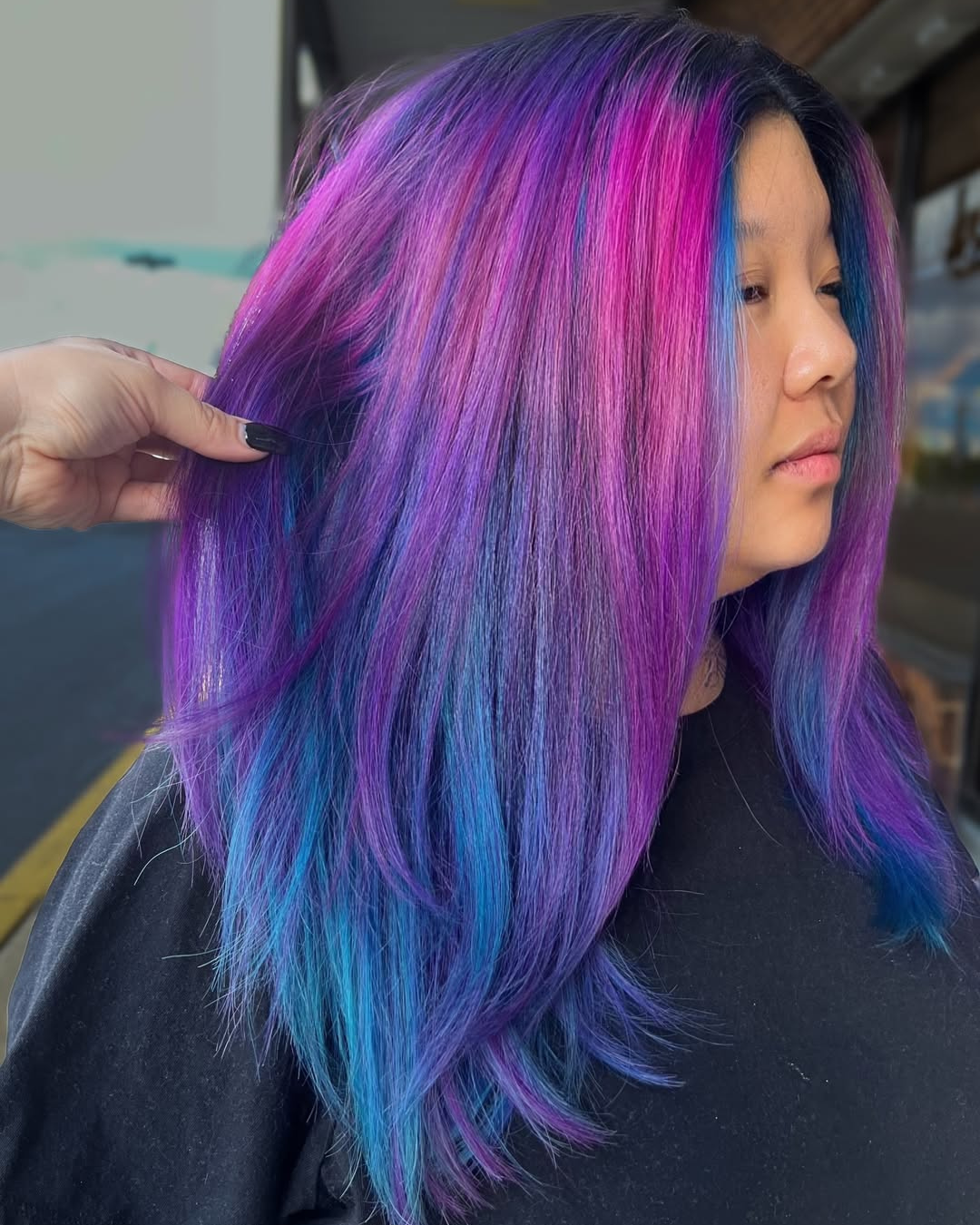 Vibrant Purple and Blue Mermaid Hair Color
